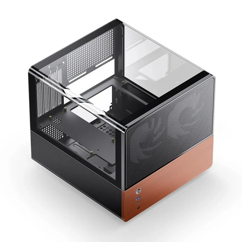 علبة كمبيوتر مكتبي Jonsbo V12 MATX بزجاج هايبربوليك، تصميم منظر بحري، مزودة بمدخل طاقة ATX، واجهة Type-C، علبة كمبيوتر صغيرة بتصميم جانبي.