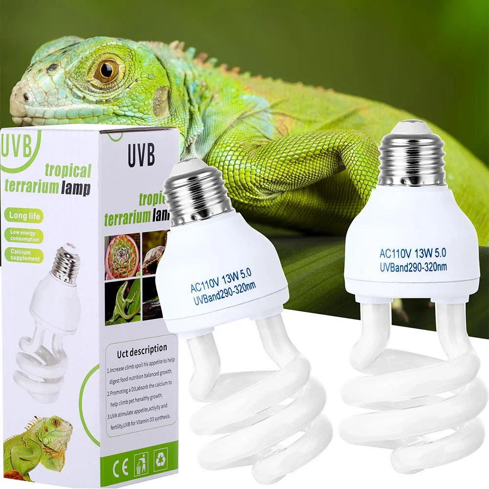5.0 10.0 15.0 Uvb Reptile Lamp 13W /26W Uv Rays Energy Saving Light Turtle Lizard Snake Reptiles Breeding Tank Heating Lamps