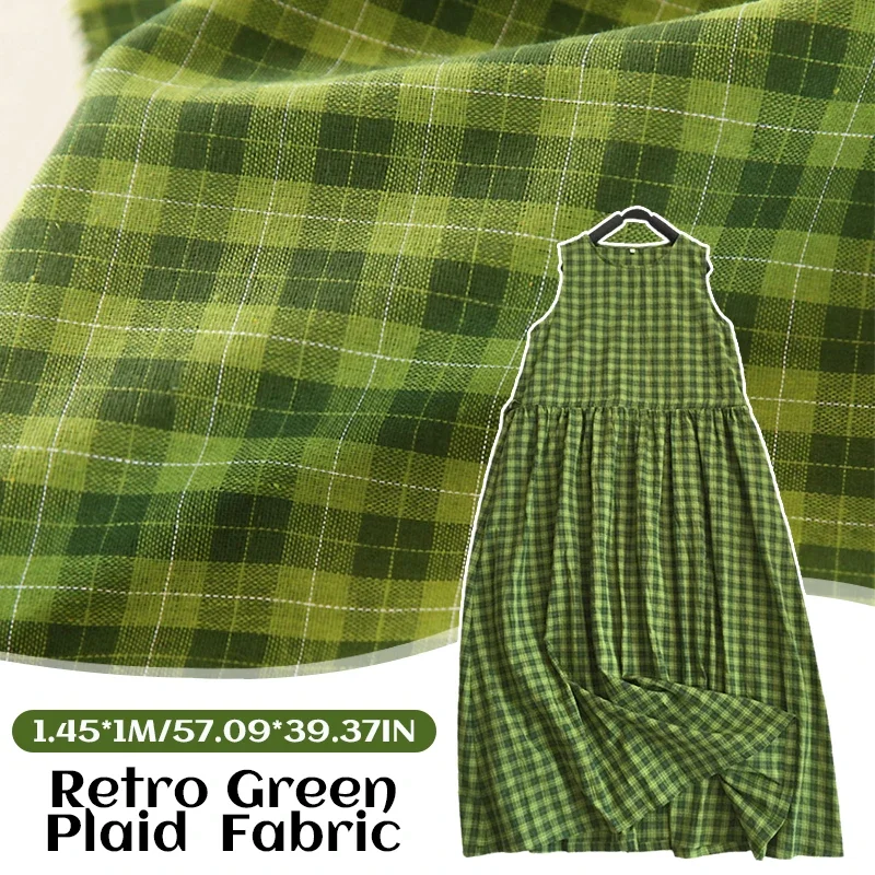 Pitaya Color Plaid Fabric Spring and Summer Yarn-Dyed Polyester-Cotton Washed Fabric Shirt Dress Clothing DIY Red Plaid
