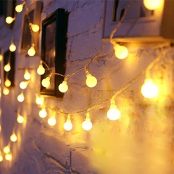 Guirlande Lumineuse LED Boules, Alimenté par Batterie, Lampes d'Extérieur Étanche, Féerique, Décoratives pour les Fêtes de mariage et Noël 