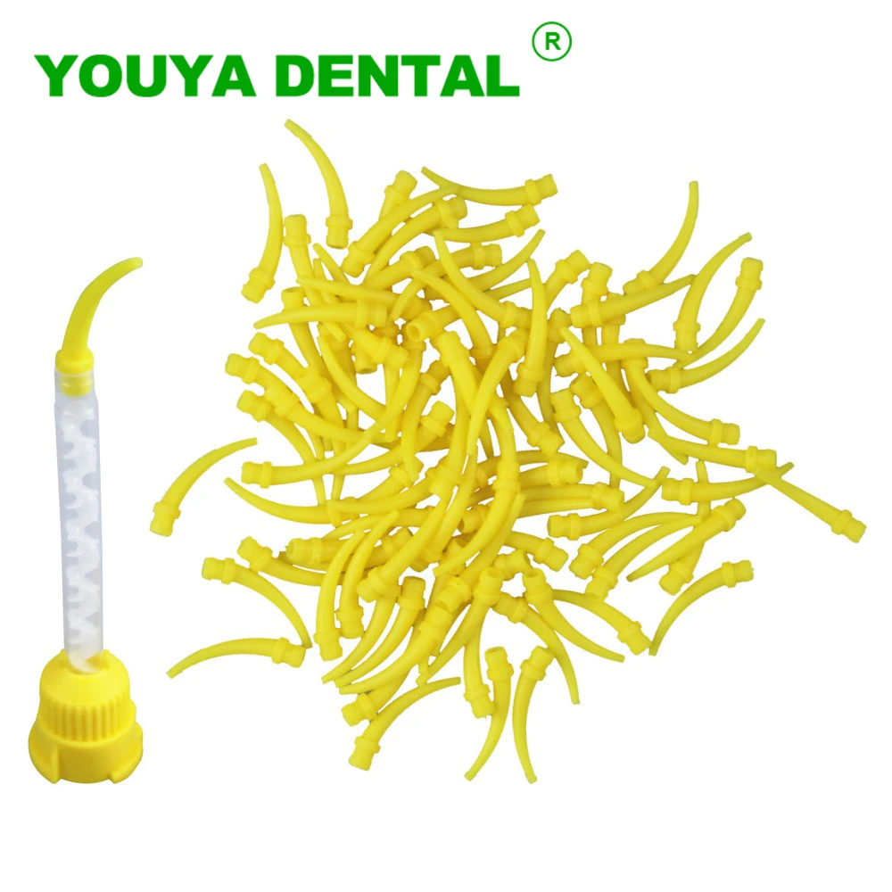 100pcs Dental Materials Intraoral Impression Mixing Tips Nozzles Mixer Syringe Silicone Rubber Conveying Mixing Head Disposable denxy 20pcs metal spray nozzles tips tube for three way dental air water syringe dental prophy jet tips air polisher