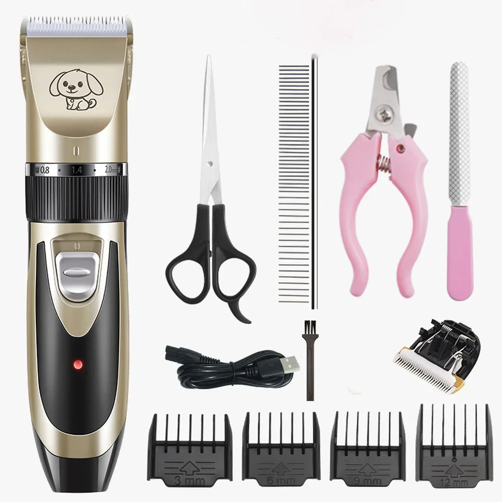 Electrical Pet Hair Trimmer Rechargeable Low Noise Dog Cat Hair Clippers Kit Cutter Machine Grooming Shaver Scissor