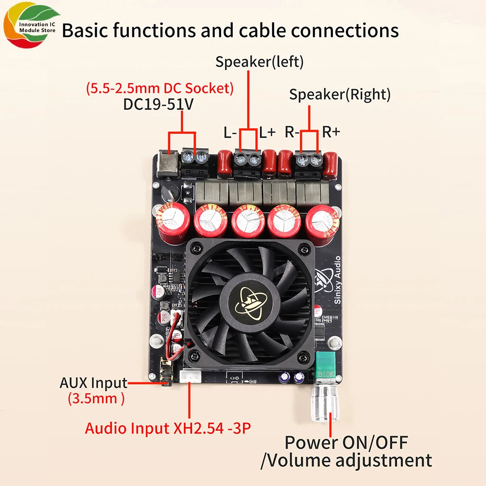 DC 19-51V 10A 1200W 고출력 순수 포스트 스테이지 앰프 600W+600W 듀얼 채널 Tpa3255 순수 포스트 스테이지 회로