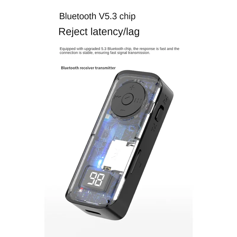 B04C-Bluetooth5.3 송신기 수신기 3.5Mm AUX 무선 어댑터 스테레오 이어폰 TV PC 자동차 스피커 디지털 디스플레이