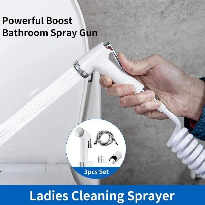 Toilet Flushing Gun 3Pcs High-Pressure Spray Gun Set Toilet Booster Water Bathroom Flush Nozzle Women's Cleaning Bidet Faucet Universal Shower