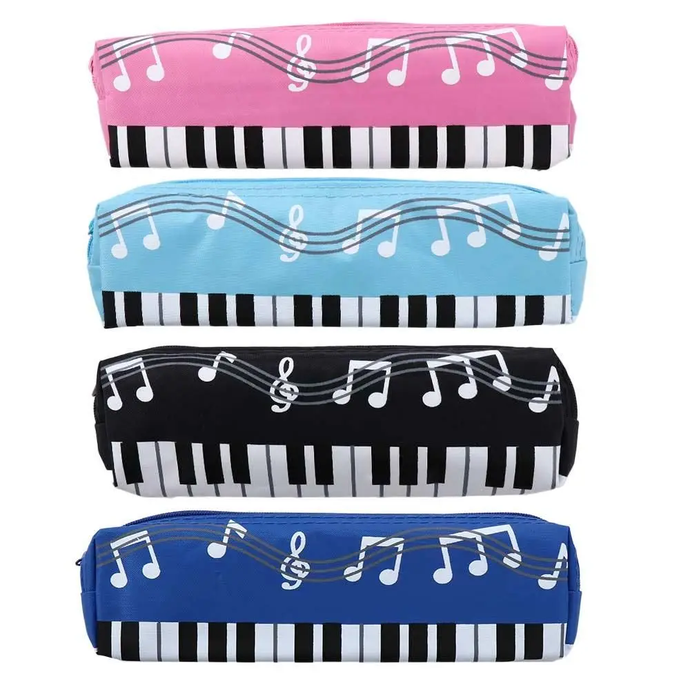

School Stationery Pen Bag Single Layer Student Pencil Case Musical Pencil Cases Musical Note Piano Pouch Piano Note Pencil Bag