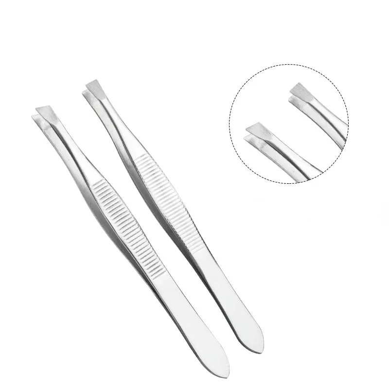 1Set Professional Tweezers with Storage Case for Eyebrows Clip Tongs Stainless Steel Hair Removal Man or Wemen Makeup Tools