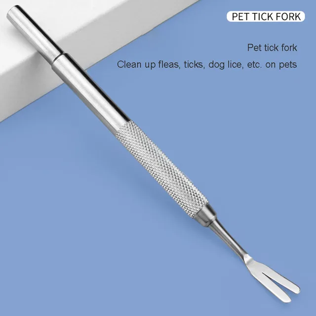 Stainless Steel Single Head Dog Lice Fork tick Fork Pet Pest Control Flea Clip Hard Tick Extractor Cleaning Tool 6