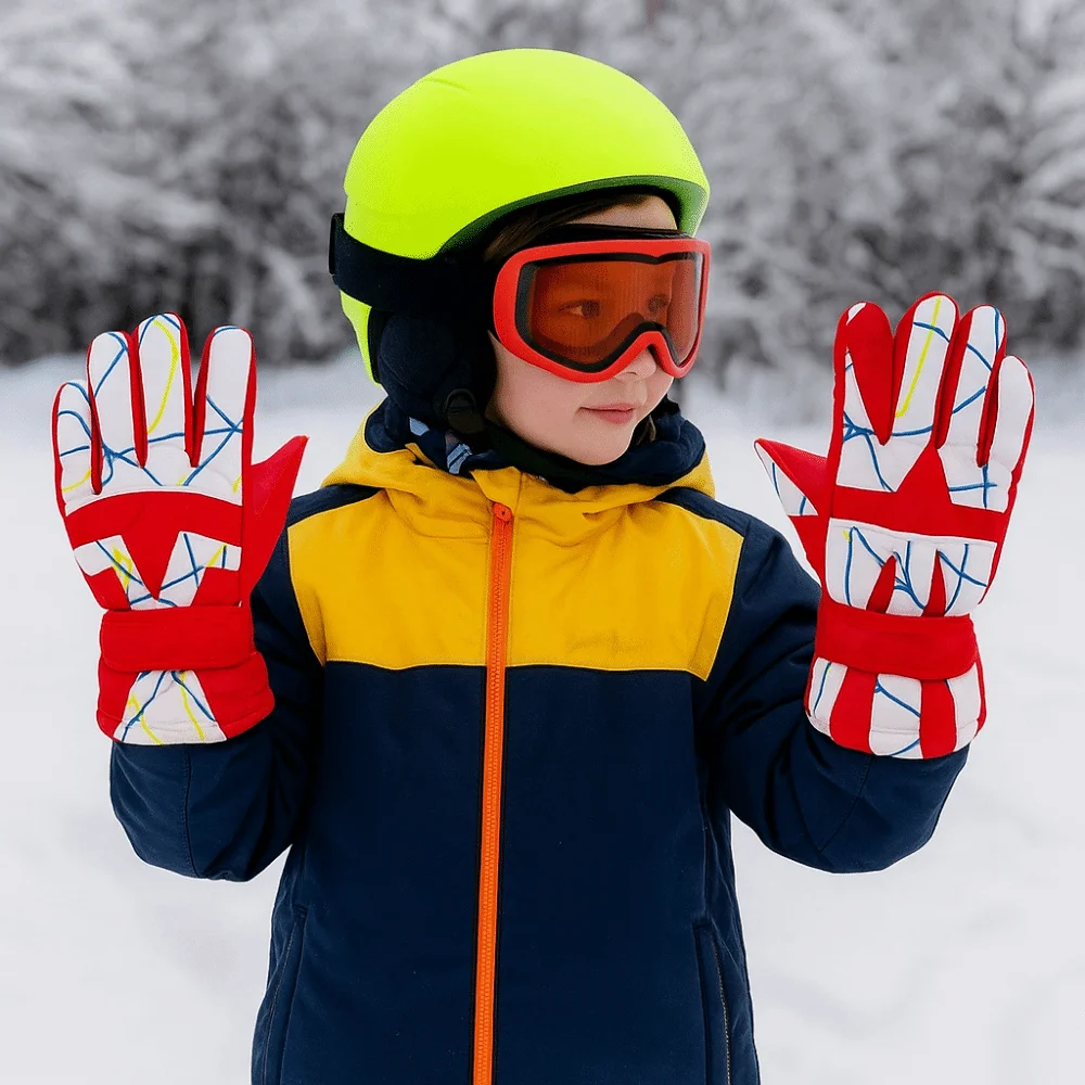Waterproof Children Snow Mittens Thicken Windproof Winter Snowboard Gloves Elastic Thermal Outdoor Thermal Gloves Winter Season