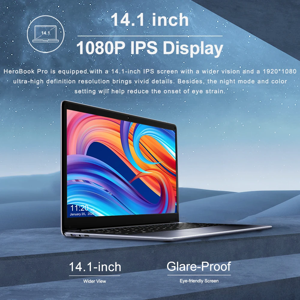 New Upgrade HeroBook Pro CHUWI 14.1-inch IPS Screen 8GB LPDDR4+