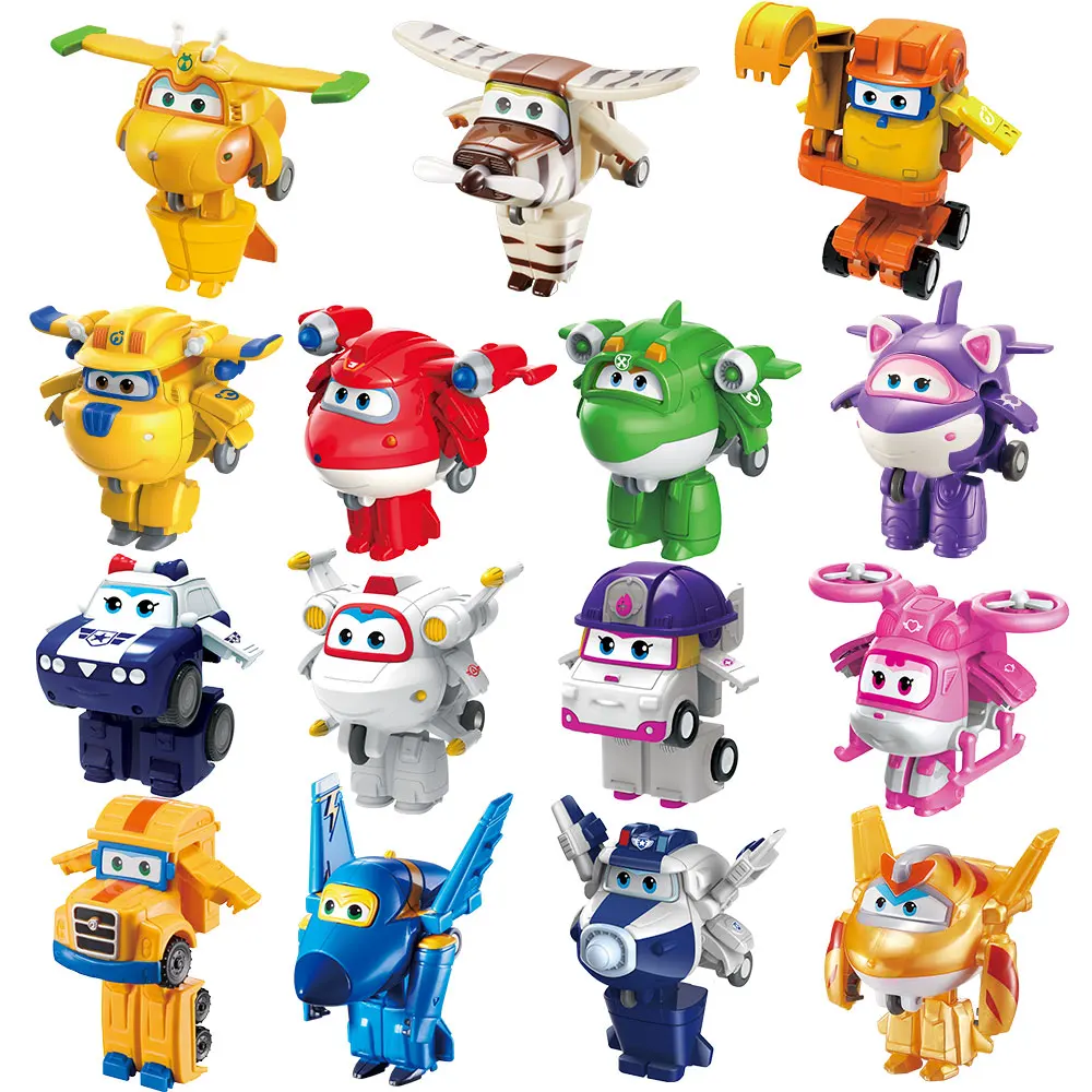 36 Types Super Wings 2" Scale Mini Transforming Anime Deformation Plane Robot Action Figures Transformation Toys For Kids Gifts