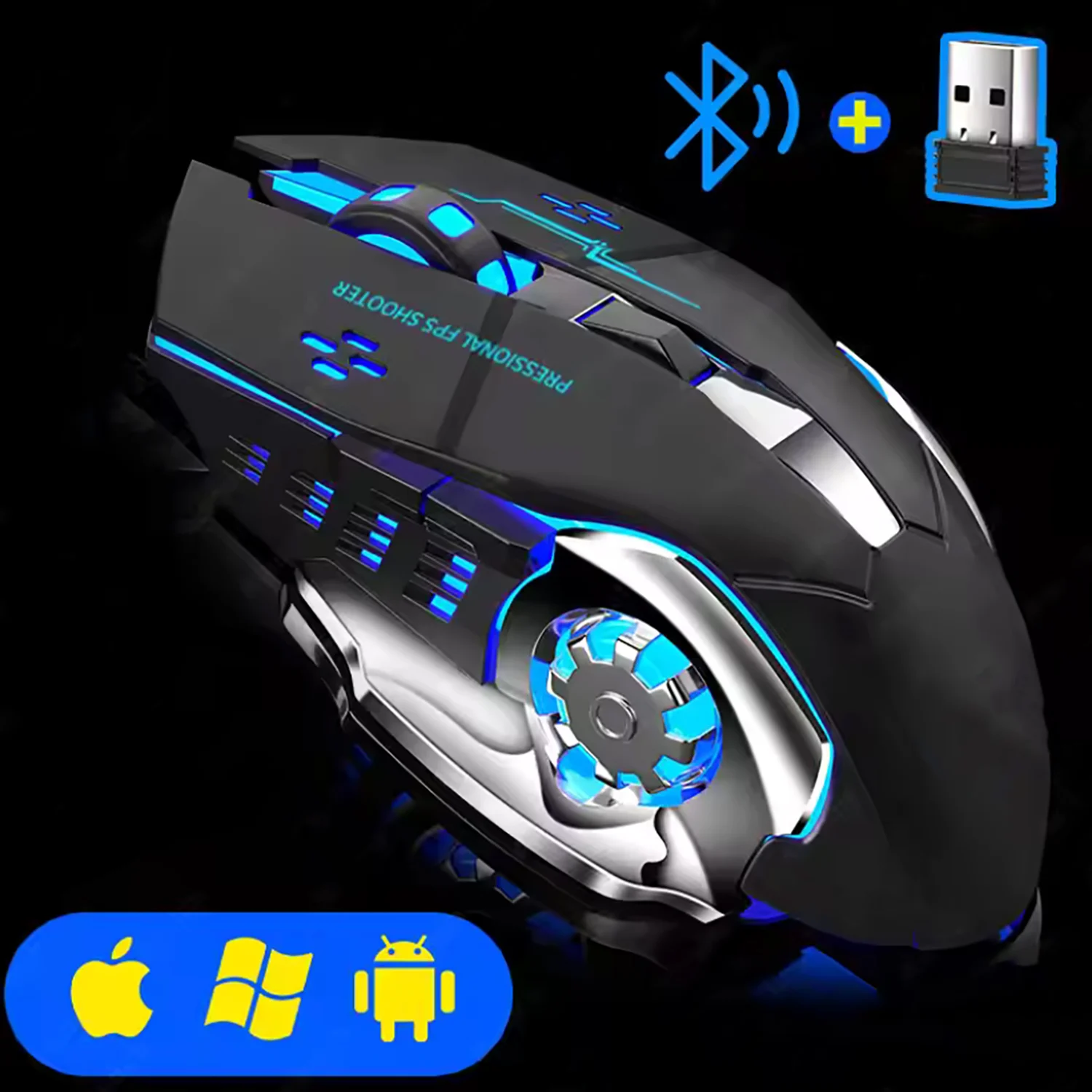 Mouse Gaming Computer Silent Bluetooth Mouse USB E-Sports Backlight PC Gamer
