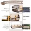 3-Seats Wicker Porch Swing Hanging Bench Chair Outdoor Gray Rattan Patio Swing Lounge with Cushions for Garden,  Balcony 3