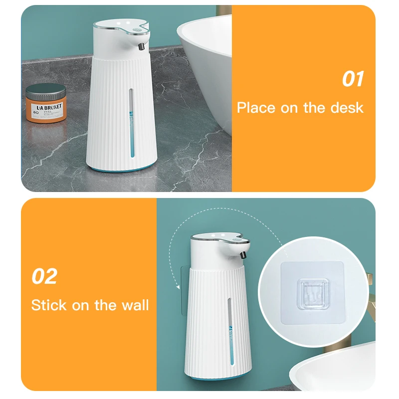 Touchless Automatic Soap Dispenser USB-C Charging Wall-Mounted Smart Foam Gel Machine Hand Washer Sanitizer 400ML For Bathroom