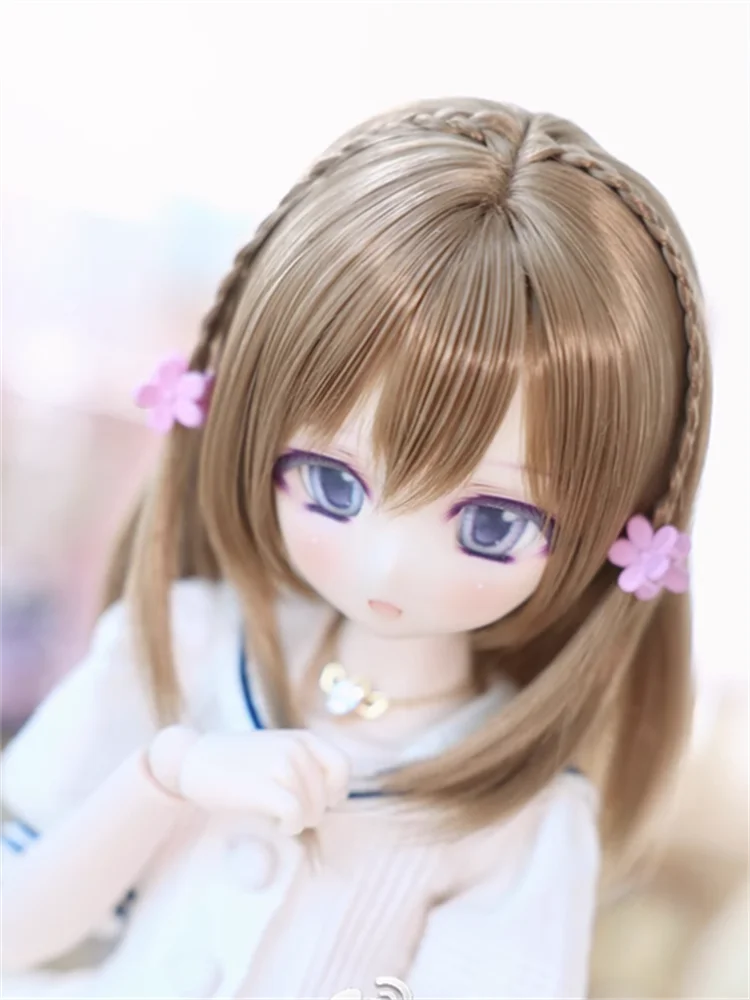 BJD Doll Wigs Long Hair For 1/3 1/4 1/6 MSD MDD YOSD With Bangs Black Brown Pink Hair Accessories