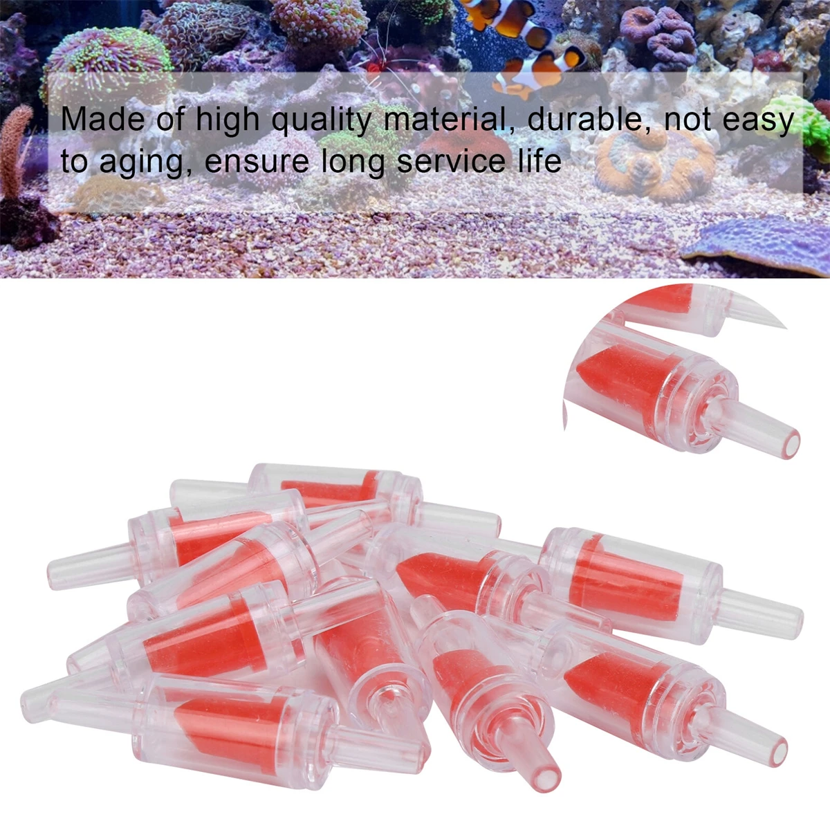 10Pcs Valvola Di Ritegno Della Pompa Dell'Aria Dell'Acquario In Plastica Rossa Non Ritorno Unidirezionale Per Acquario