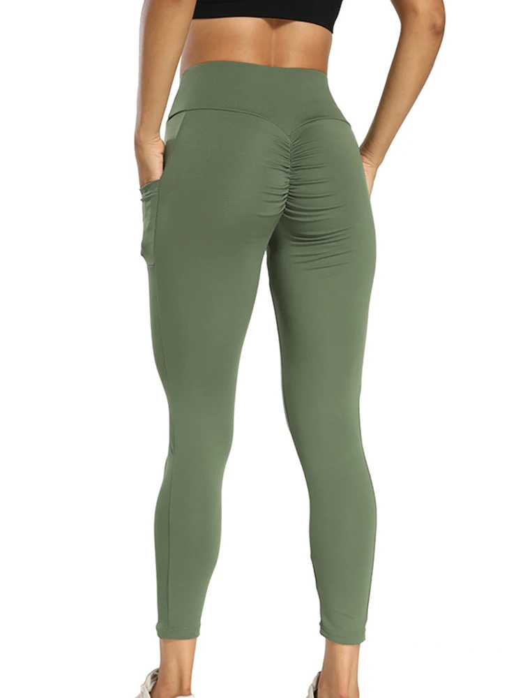 Gym Yoga Pants Women Leggings Running Pockets Yoga Pants Fitness Spandex High Waist Long Hip Push Up Tights