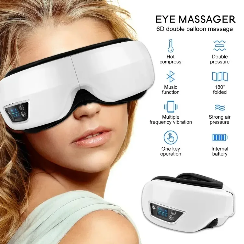 Smart Eye Massager Air Bag Vibrating Eye Care Instrument Heating Bluetooth Eye Music Relieves Fatigue Dark Circles Remove Weary