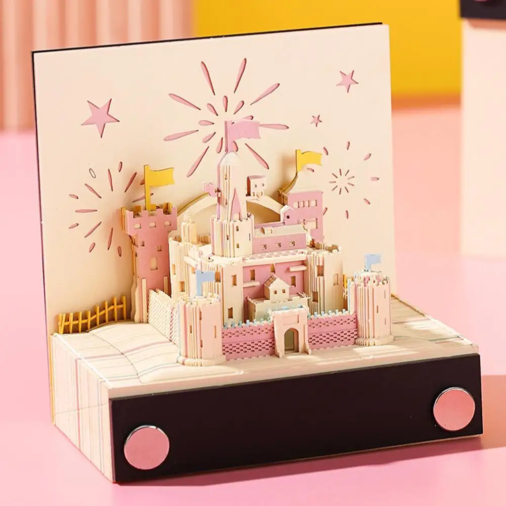 창의적인 3D 종이 조각 아트 성 메모장 메모장, DIY 스티커 메모 패드, 달력 플래너, 사무실 책상 장식, 선물