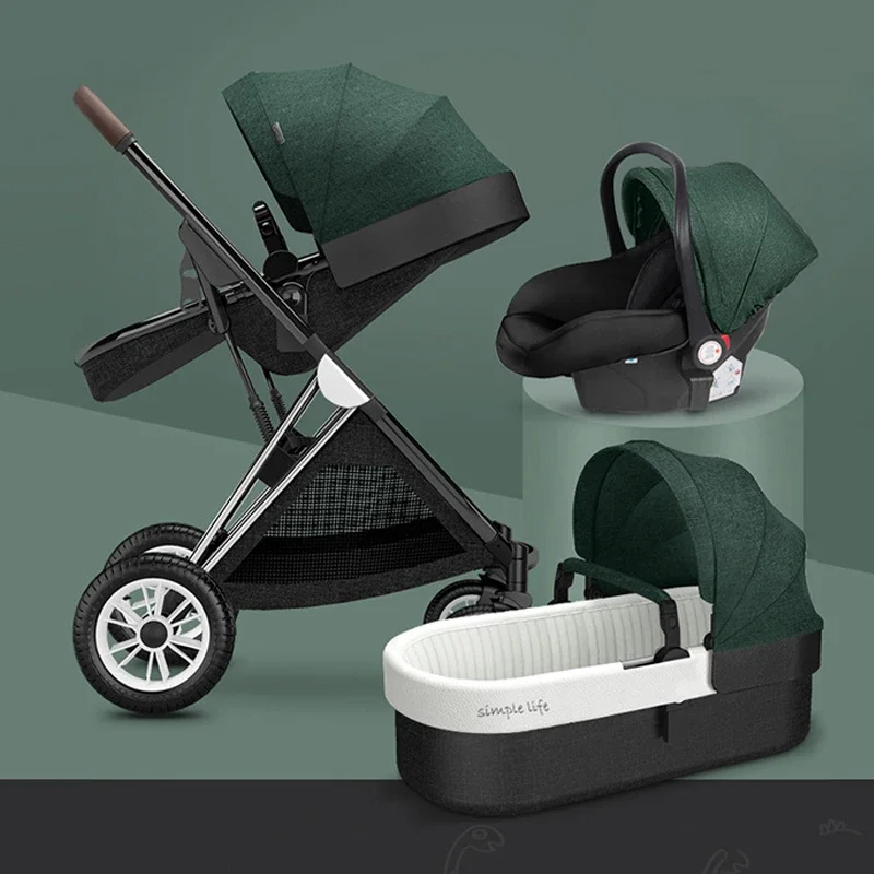 Baby Stroller 3 In1 Travel Folding Car Seat Pram