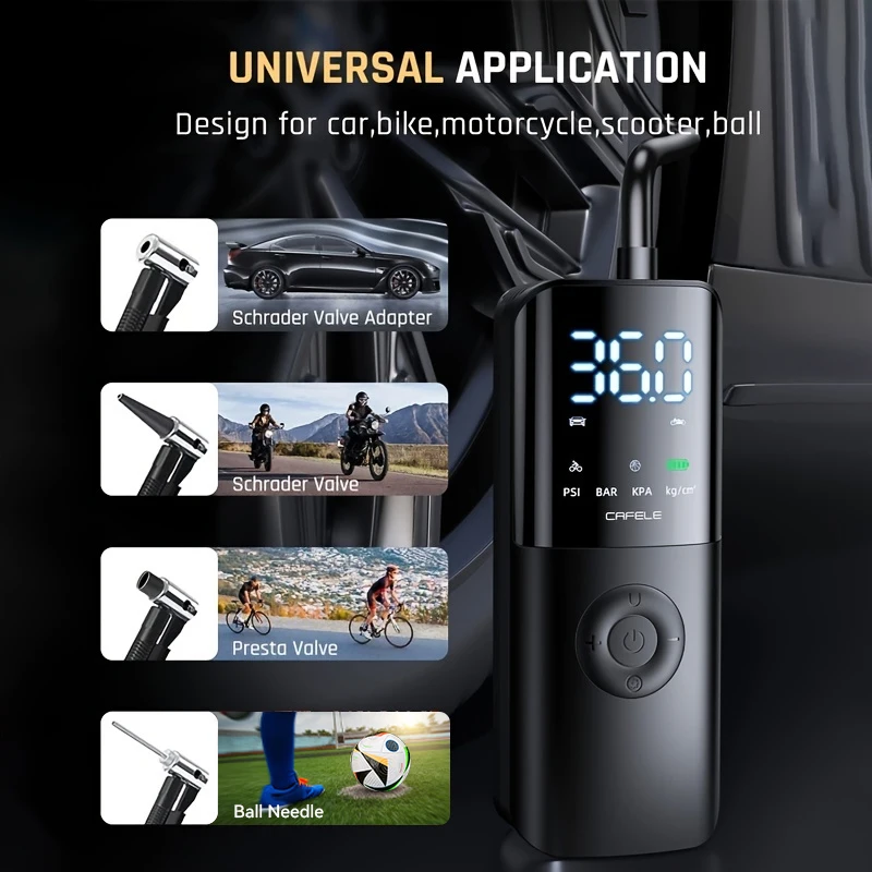 Car Wireless Air Pump Portable Car Tire Automatic High Pressure Electronic Inflator Flashlight 4000mAh 150PSI Air Compresso