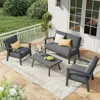 Modern Outdoor Patio Furniture Set, 4-Piece Aluminum Conversation Set, Loveseat, Coffee Table, Includes Cushion, Backyard 1