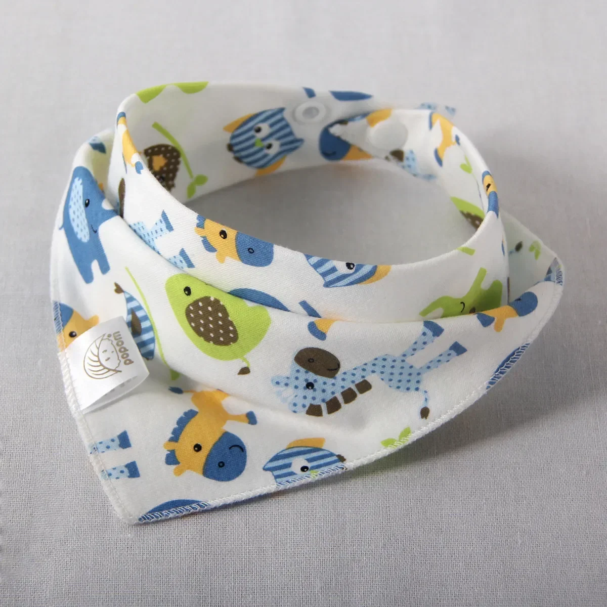 Baby Bibs Cartoon Triangle 2 Layers Cotton Buttons Character Animal Print Feeding Burp Cloth Bandana Dribble Bibs Accessories