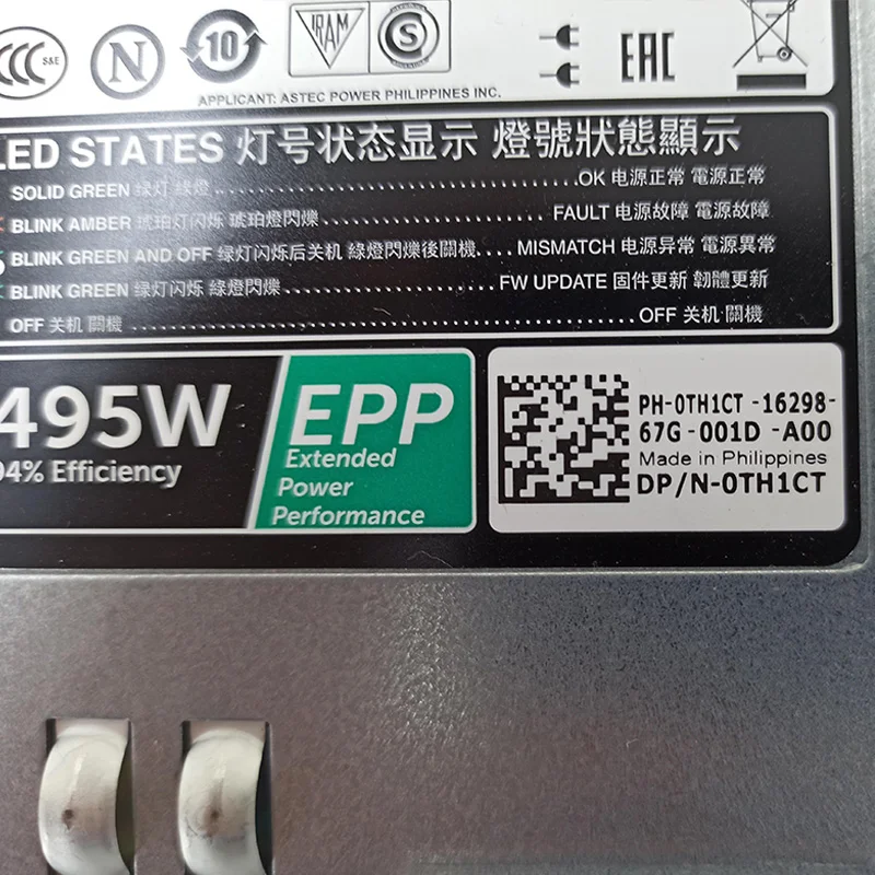 For DELL R630 R730 R830 495W Server Power Supply D495E-S1 0TH1CT 05RHVV 0W8R3C 4 For DELL R630 R730 R830 495W Server Power Supply D495E-S1 0TH1CT 05RHVV 0W8R3C - Image 2