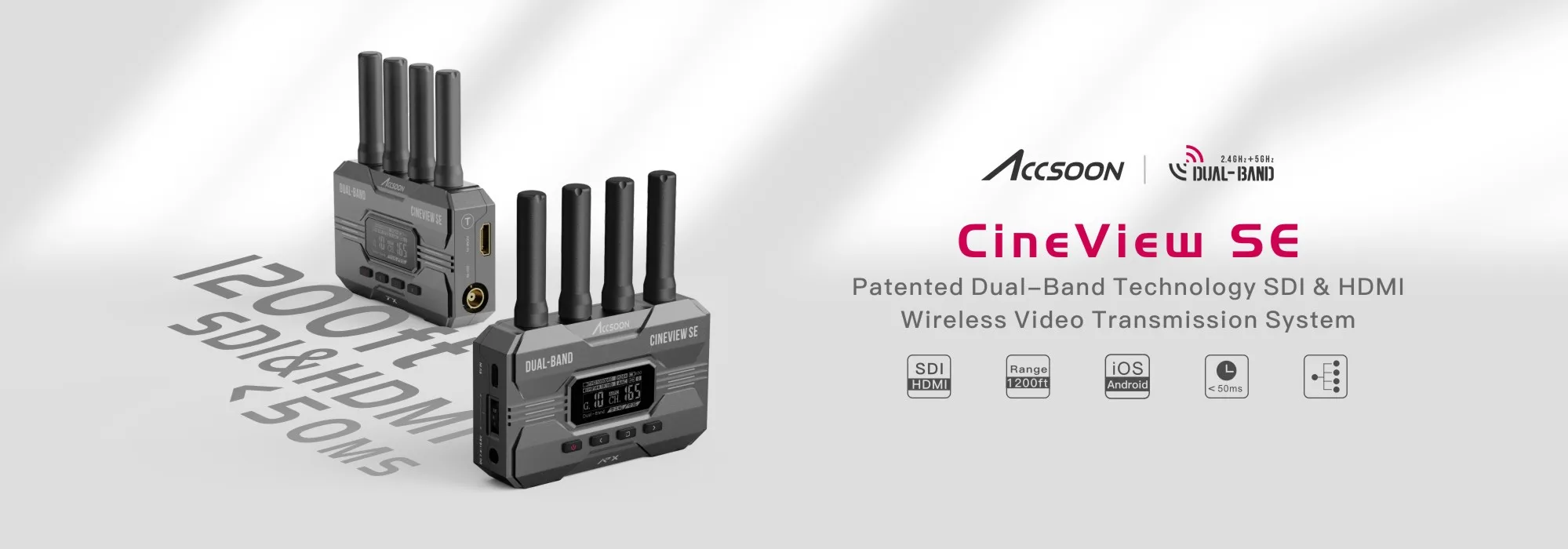 Accsoon CineView SE Wireless Transmitter HDMI+SDI 2.4GHz+5GHz Dual Band 50ms Lat