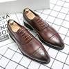 Men Retro Formal Shoes PU Luxury Business Oversized Party Office Business Block Shoes Red Sole Black Brown Size 38-48 Men Shoes 4