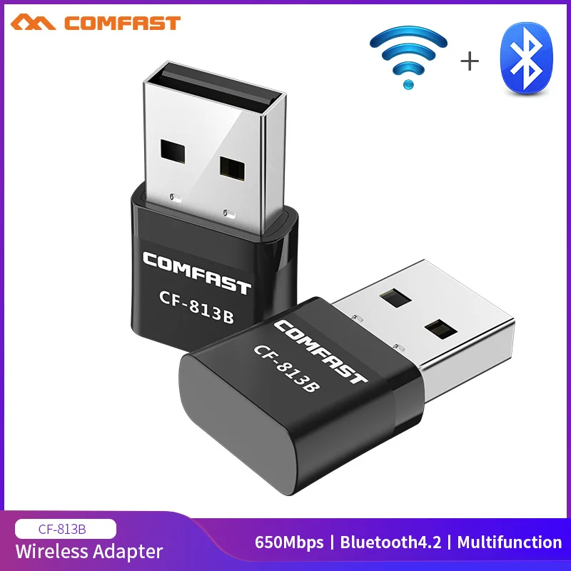 

Bluetooth WiFi 2 in 1 Dongle 650Mbps 2.4G&5.8G WiFi Adapter USB Wireless Network Card Support Windows XP/Vista/7/8/8.1/10/11 Mac