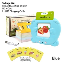 Interactive Language Learning Audio Book for Kids: Talking Flash Cards & Fun English Words Toy (Blue)