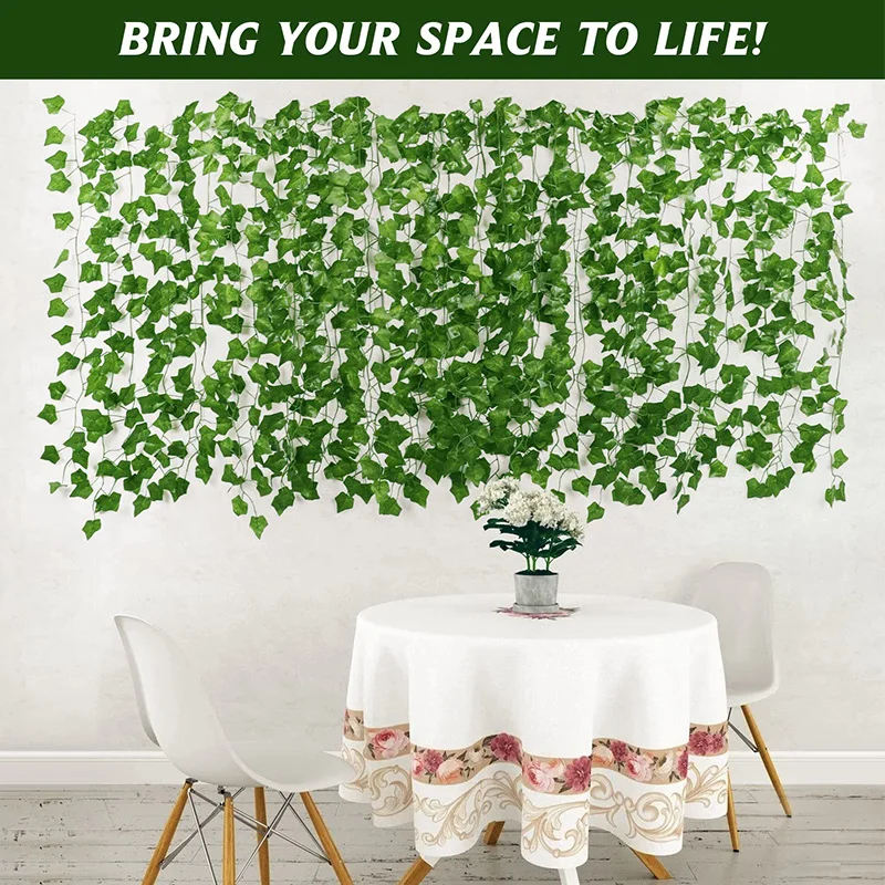 6/24 Stück Künstliche Efeu-Girlande Hängende Grüne Ranken Badezimmer Heim Party Deko Outdoor Garten Hochzeit Bogen Dekoration Künstliche Pflanzen – Detail 2