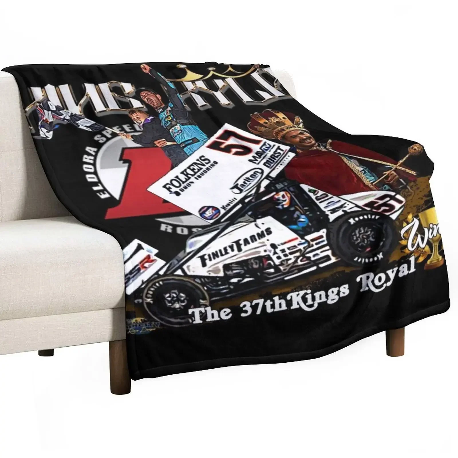 

KING KYLE, The 37th Kings Royal Winner Kyle Larson Throw Blanket Decorative Sofas Stuffeds Blankets