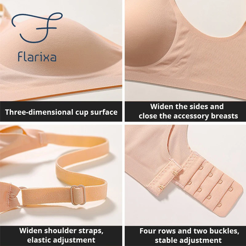 Flarixa Outer Expansion Underwear Seamless Gather Side Breast Thick Underwear Seamless No Steel Ring Chest Gathering Special Bra