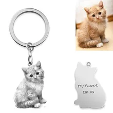 

Personalized Keychain with Animal Outline Drawing Custom Photo Dog Tag Cat Tag Pet Charm Keychain for Women Men Dropshipping