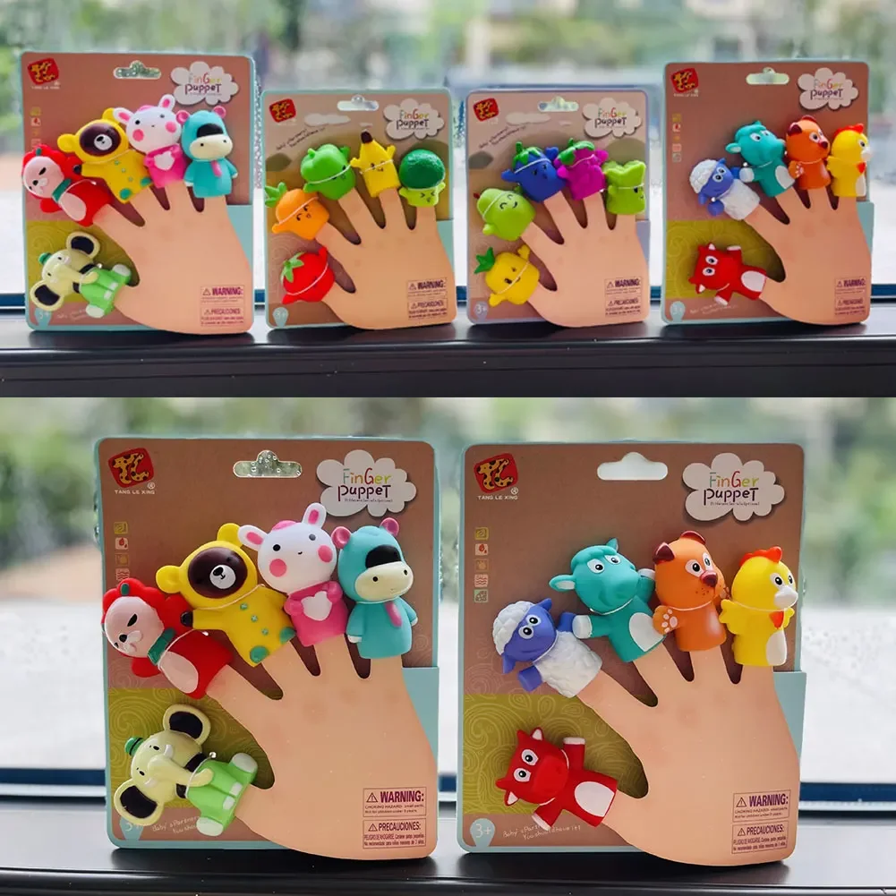 키즈 미니 동물 과일 야채 손가락 인형 장난감 세트 이야기하기  교육용 스토리 타임 목욕 부모 자녀 게임