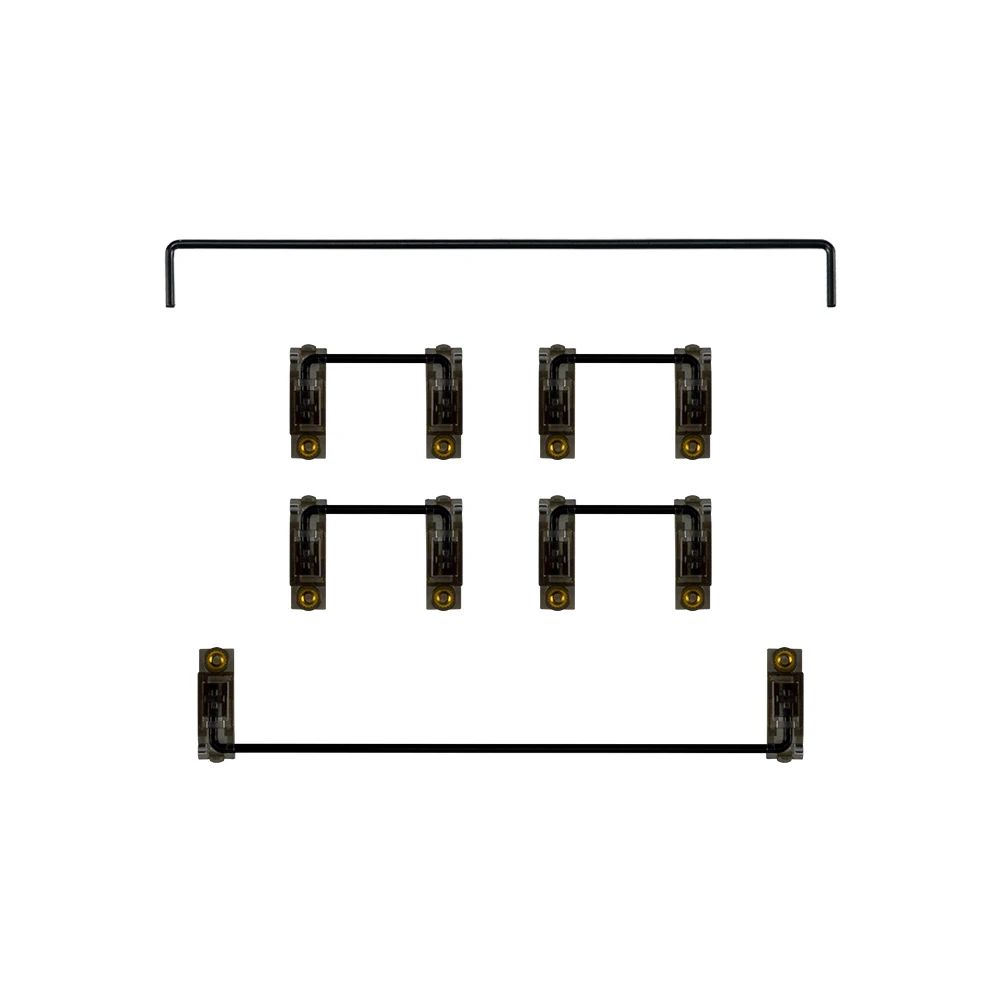 PCB 6.25U 키보드 안정기 검정색 도금 나사 장착 검정색 투명 위성 샤프트, 기계식 키보드 안정기용
