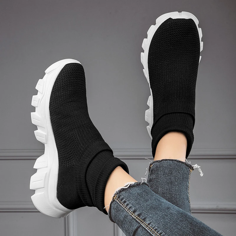 Fashion Knit Men Casual Sneakers Comfortable Socks Walking Shoes Couple Comfortable Outdoor Wear-resistant Trainer Running Shoes 4