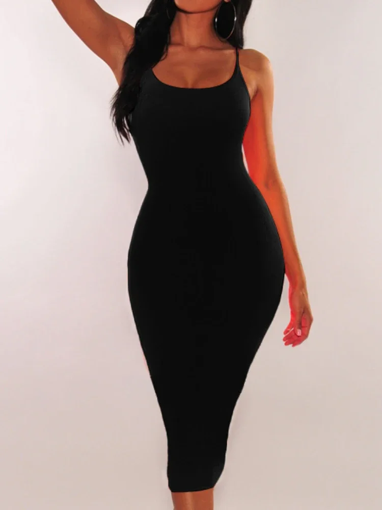 섹시한 랩 가슴 Girdling 허리 긴 Bodycon 드레스 여성 스파게티 스트랩 솔리드 컬러 스키니 드레스 우아한 클럽 파티 Vestidos