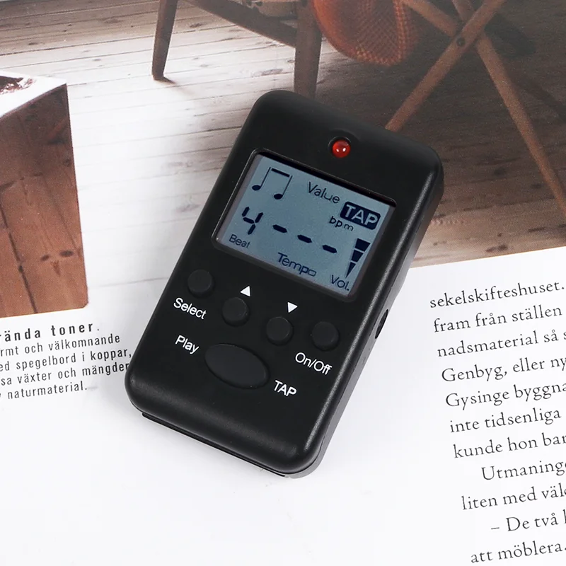 Compact Clip-On Digital Metronome with Adjustable Volume and LCD Display