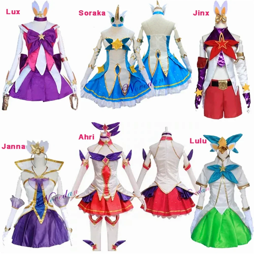 

LOL Game Star Guardian Cosplay Soraka Neeko Jinx Lulu Janna Lux Ahri Cosplay Costume Wig Halloween Fancy Lolita Dress Women