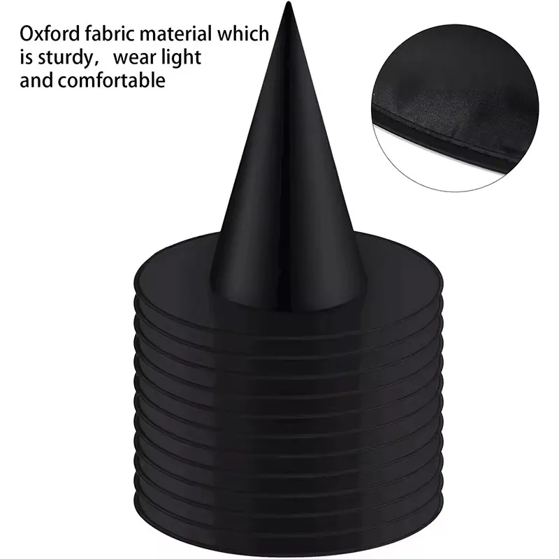 1-10pcs Halloween Witch Hat Kids Adults Halloween Party Cosplay Costume Props Decoration Black Wizard Cap Yard Hanging Witch Hat