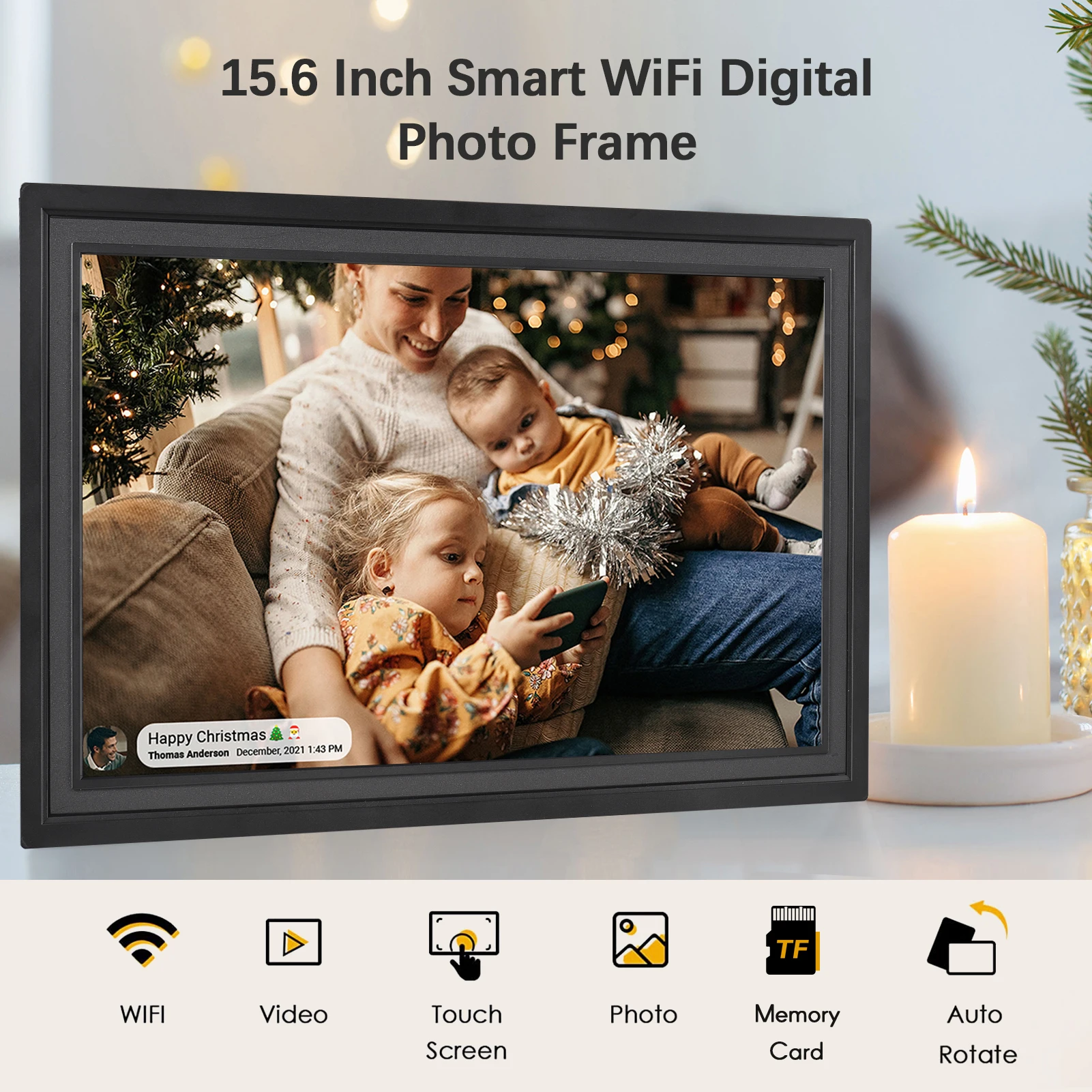 Wifi 3k Digital Photo Frame With Touchscreen Lcd And 32gb Memory