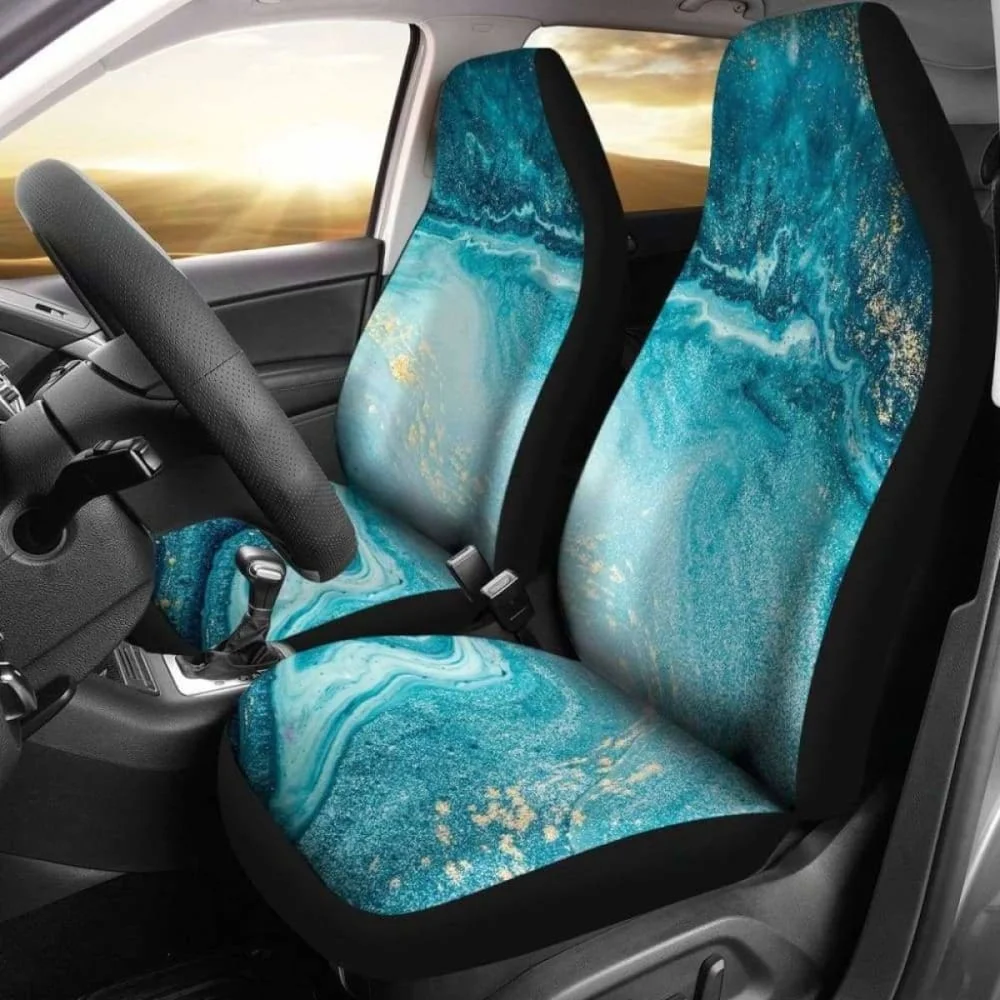 

Teal Marble Cl Car Seat Covers,Pack of 2 Universal Front Seat Protective Cover