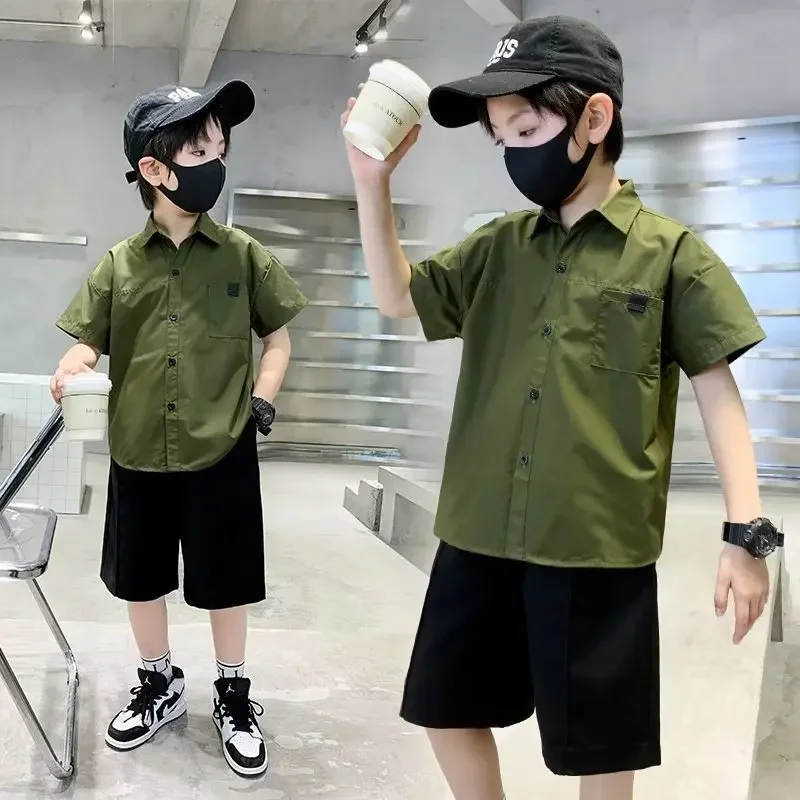 Children's Long Sleeve Shirt For Spring And Autumn Japanese Style Loose Fit Sensible Design Trendy Top For Boys