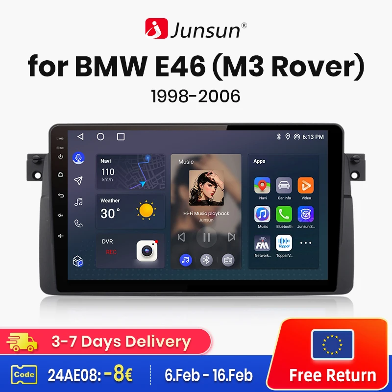 Junsun Wireless Carplay Android Auto Car Radio For BMW E46 M3  318/320/325/330/335 Multimedia GPS autoradio 4G WIFI DSP