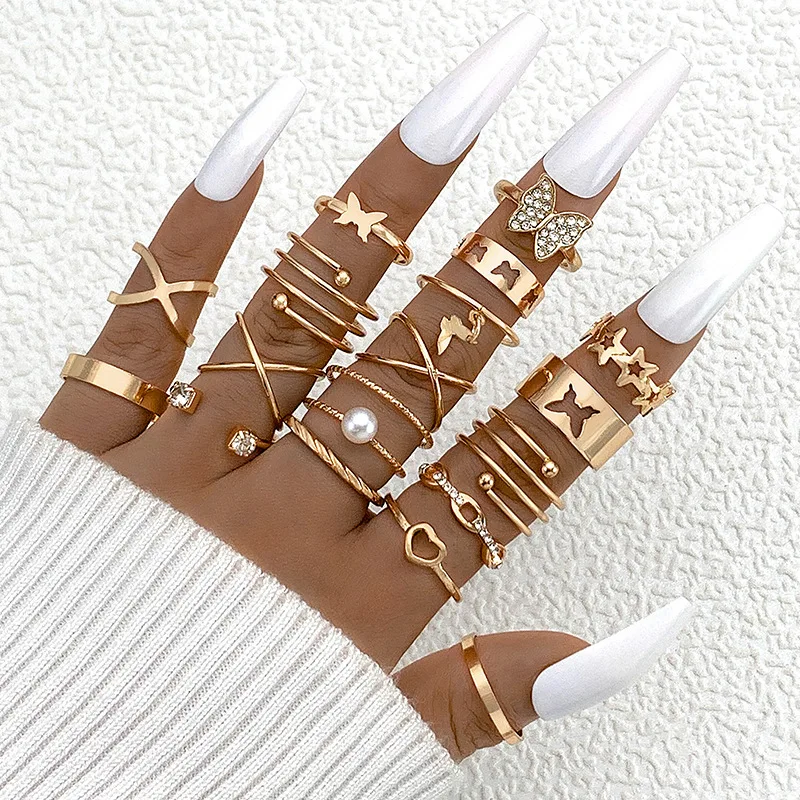 Ladies Jewelry European And American New Creative Simple Temperament Spiral Fake-pearl Love Ring Gold-color