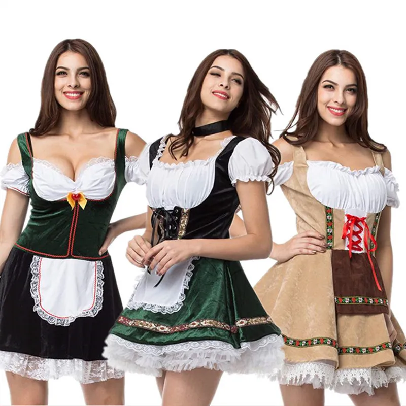 

Oktoberfest Dress Women Maid Cosplay Beer Girl Costume German Traditional Halloween Dress Up Carnival Festival Strapless Outfits