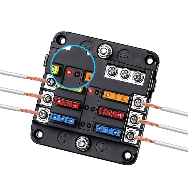 GIDREN 12V ATO Sicherungskasten Kfz 12-Fach Sicherungshalter Inkl